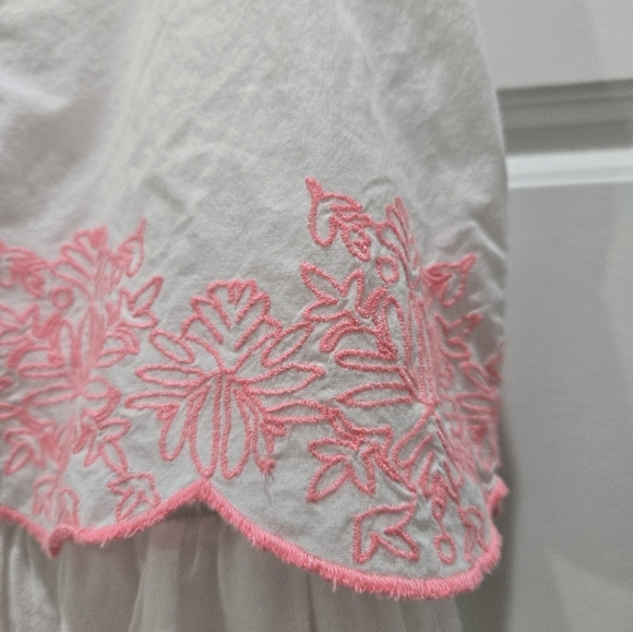 VINEYARD VINES WHITE PINK EMBROIDERY TIERED SLEEVELESS DRESS GIRLS SMALL 7-8 - Picture 5 of 13